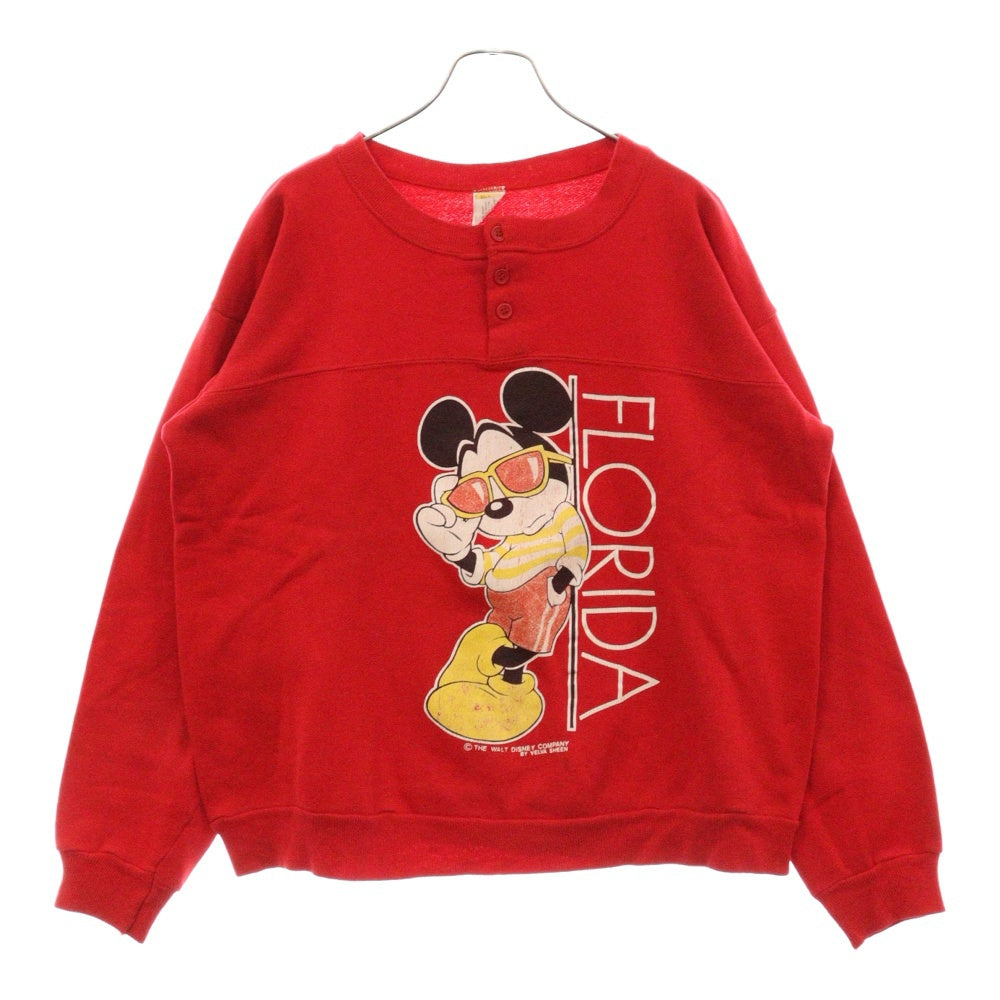 VINTAGE(ヴィンテージ) WALT DISNEY VELVA SHEEN FLORIDA MICKEY ヴィンテージ ウォルトディズニー ベルバシーン ミッキー プリント ヘンリーネック スウェット トレーナー