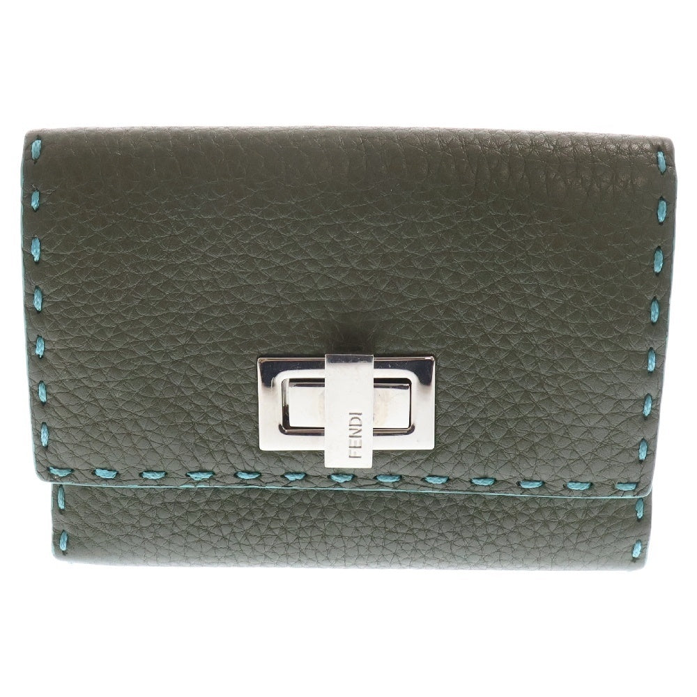 FENDI(フェンディ) セレリア ピーカブー ステッチ コンパクトウォレット カーキ