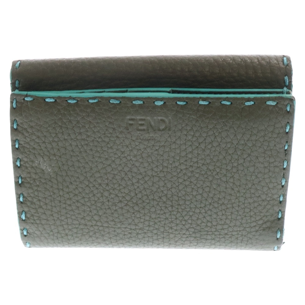FENDI(フェンディ) セレリア ピーカブー ステッチ コンパクトウォレット カーキ