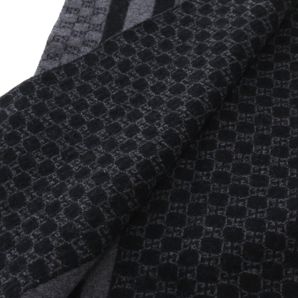 GUCCI(グッチ) GG ロゴ ストライプ ウール マフラー ストール グレー/ブラック 438253 3G206
