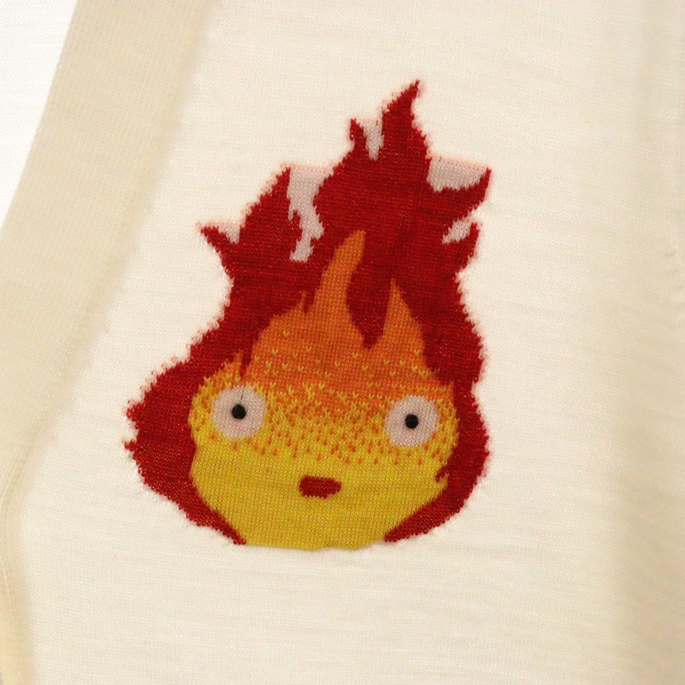 LOEWE(ロエベ) ×スタジオジブリ ハウルの動く城 カルシファー アナグラム バックロゴ刺繍 ウールニットカーディガン ホワイト レディース SB44Y16K10