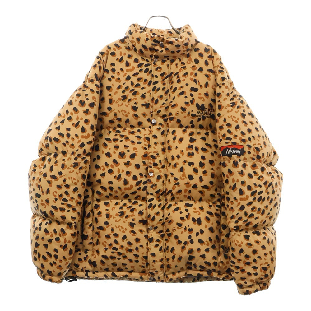 WACKO MARIA(ワコマリア) 23AW ×NANGA LEOPARD DOWN JACKET ナンガ レオパード総柄 ロゴ刺繍 ダウンジャケット ベージュ 23FW-WMO-NA05