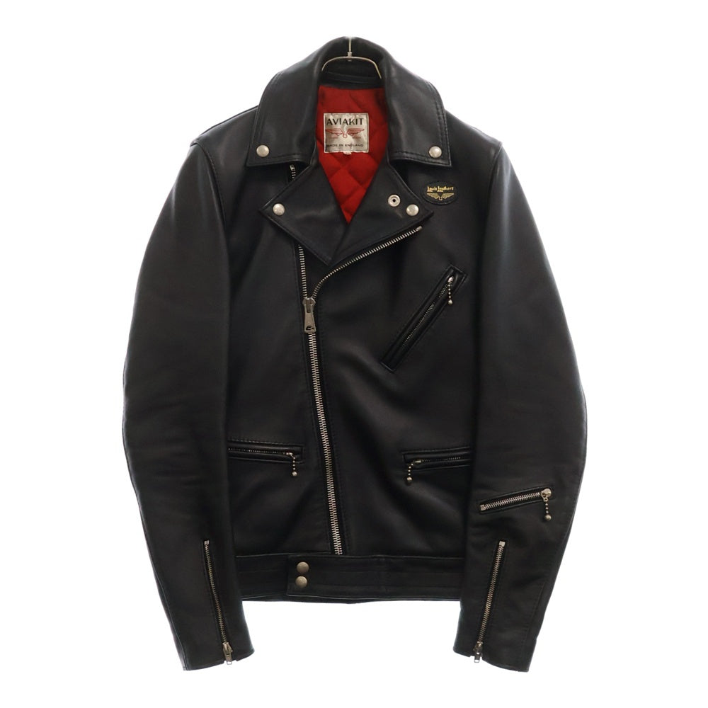 Lewis Leathers(ルイスレザー) 441T CYCLONE TIGHT FIT COWHIDE サイクロン タイト フィット カウハイド レザー ダブル ジャケット ライダース 裏地赤 ブラック