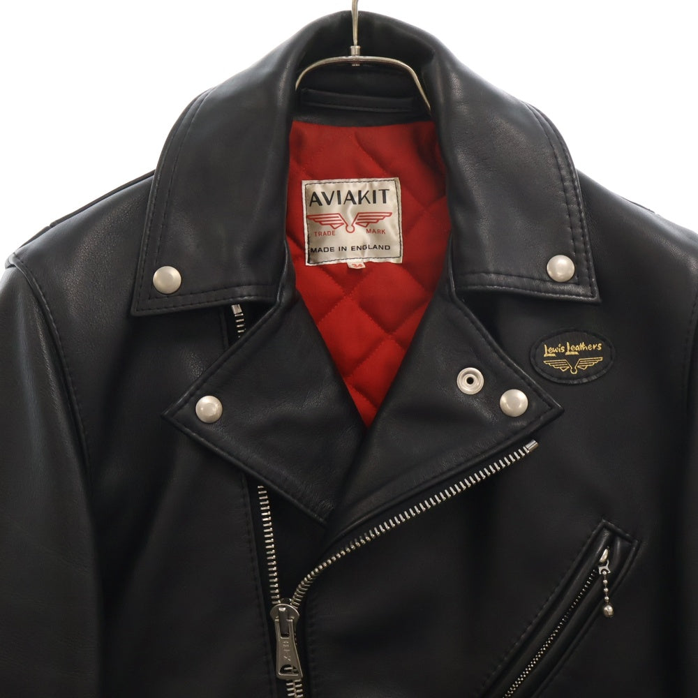 Lewis Leathers(ルイスレザー) 441T CYCLONE TIGHT FIT COWHIDE サイクロン タイト フィット カウハイド レザー ダブル ジャケット ライダース 裏地赤 ブラック