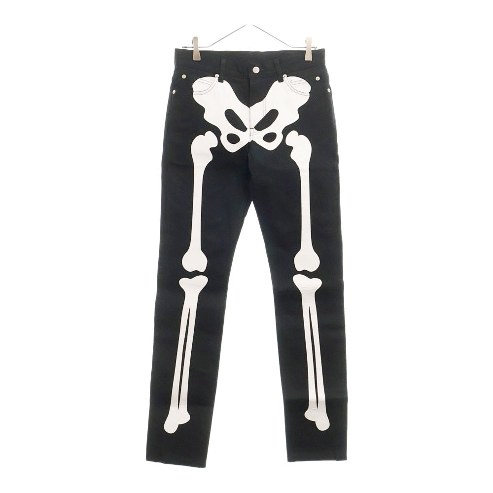 TAKAHIROMIYASHITA The SoloIst.(タカヒロミヤシタザソロイスト) 24SS Stretch Skinny Jean Bone レザーボーンパッチ ストレッチスキニーデニムパンツ ブラック/ホワイト sp.0005cSS24