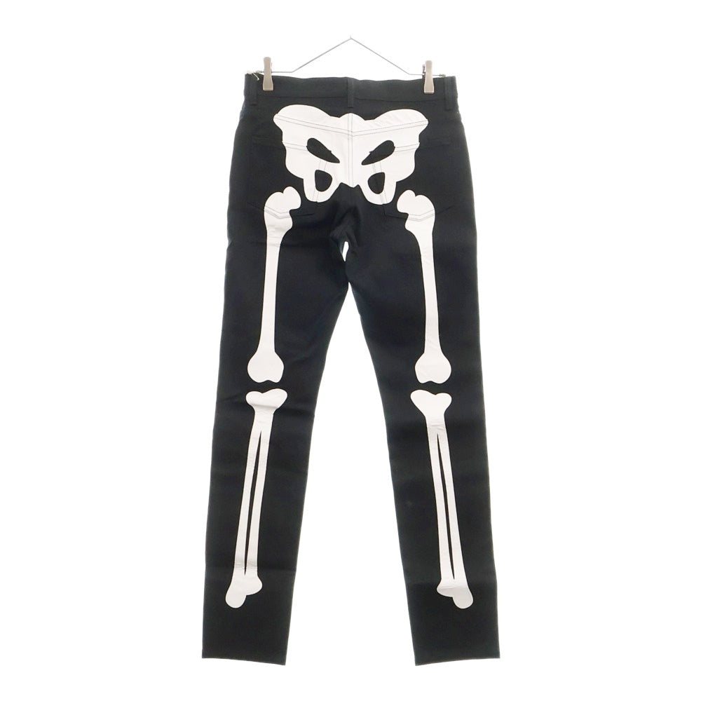 TAKAHIROMIYASHITA The SoloIst.(タカヒロミヤシタザソロイスト) 24SS Stretch Skinny Jean Bone レザーボーンパッチ ストレッチスキニーデニムパンツ ブラック/ホワイト sp.0005cSS24