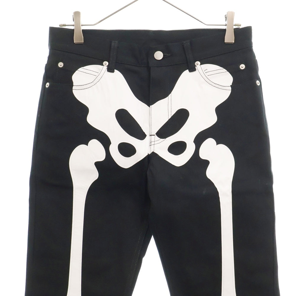 TAKAHIROMIYASHITA The SoloIst.(タカヒロミヤシタザソロイスト) 24SS Stretch Skinny Jean Bone レザーボーンパッチ ストレッチスキニーデニムパンツ ブラック/ホワイト sp.0005cSS24
