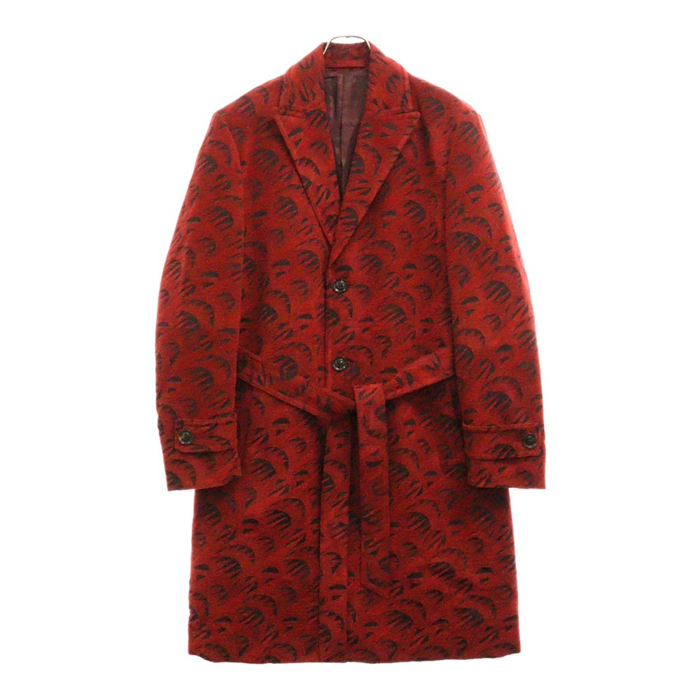 Sasquatchfabrix.(サスクワッチファブリックス) 22AW FAR EAST AG COAT ファーイースト 総柄ロングコート レッド 22AW-JKH-001