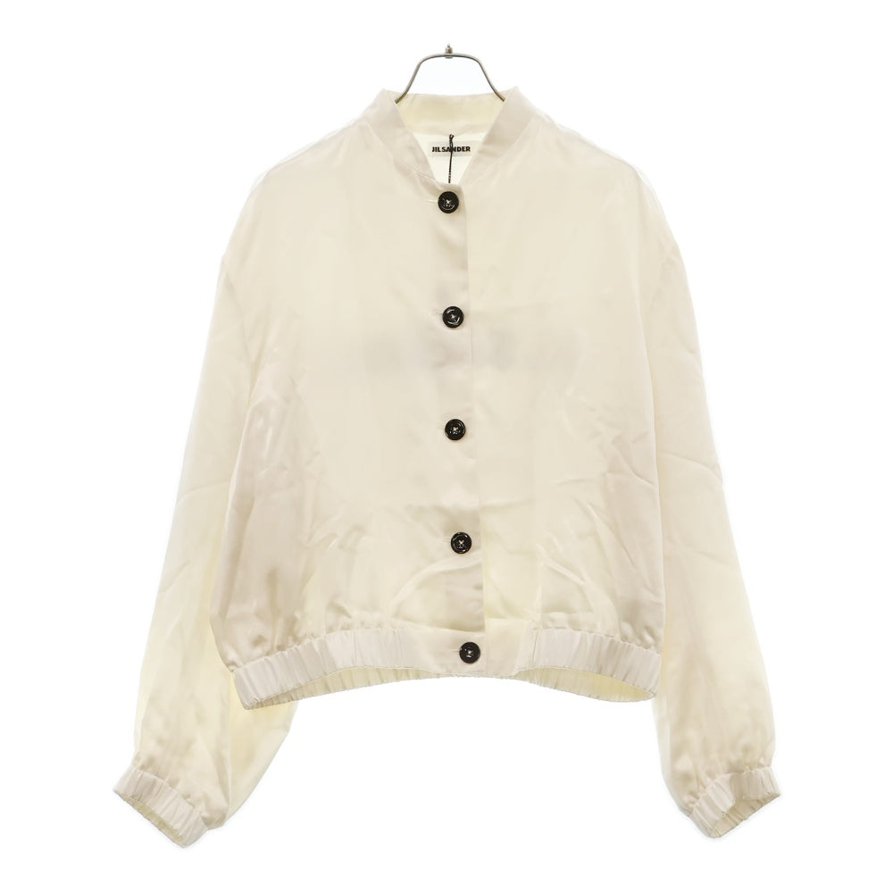 JIL SANDER(ジルサンダー) 19SS バックロゴ サテン ボタンフライ ショートブルゾン ジャケット ホワイト レディース JSCO401210