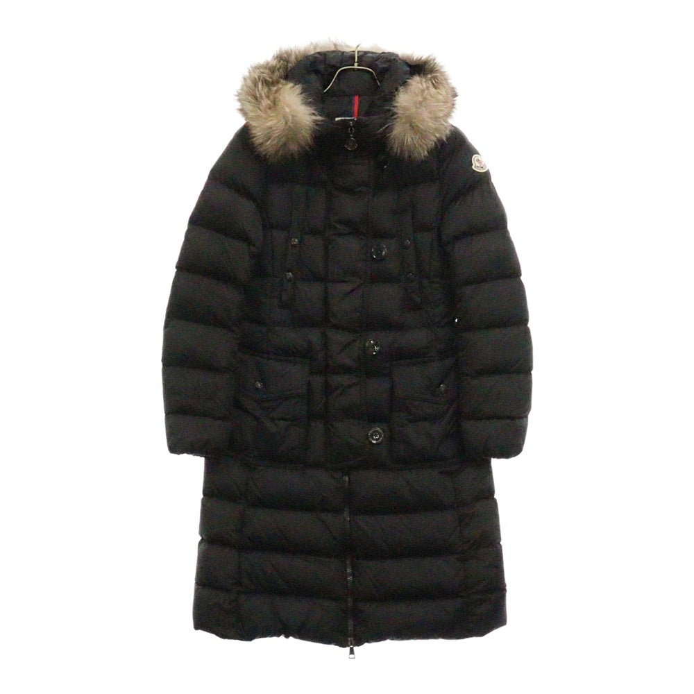 MONCLER(モンクレール) 15AW GENEVRIETTE ジュヌブリエッテ ファーフード ナイロン ジップアップ ダウンジャケット コート レディース A20934982025 ブラック