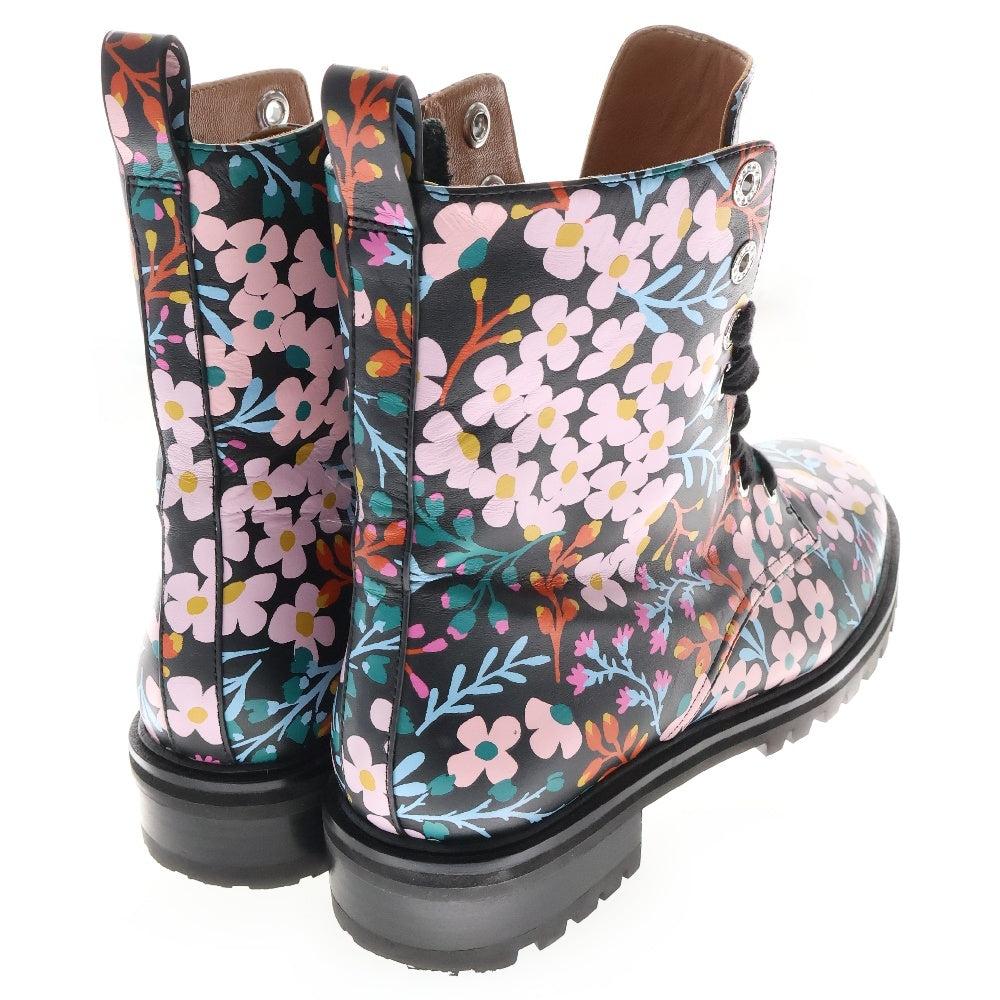 Kate Spade(ケイトスペード) Jemma Boots Multi Flower ジェマ フラワー総柄プリント ハイカット レザーブーツ ブラック/マルチ レディース
