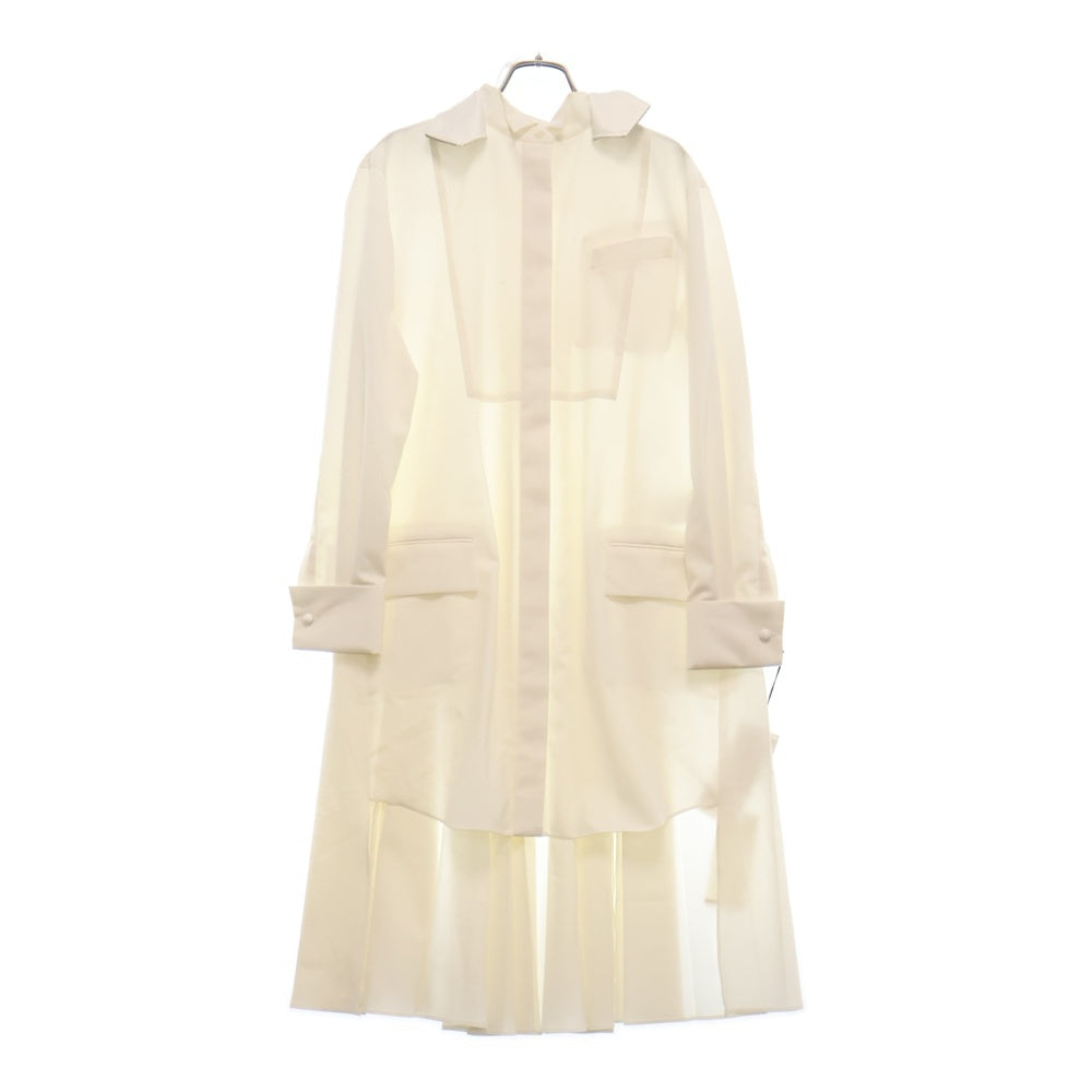 Sacai(サカイ) 21SS レイヤードデザイン バックプリーツ シャツワンピース ホワイト レディース 21-05524