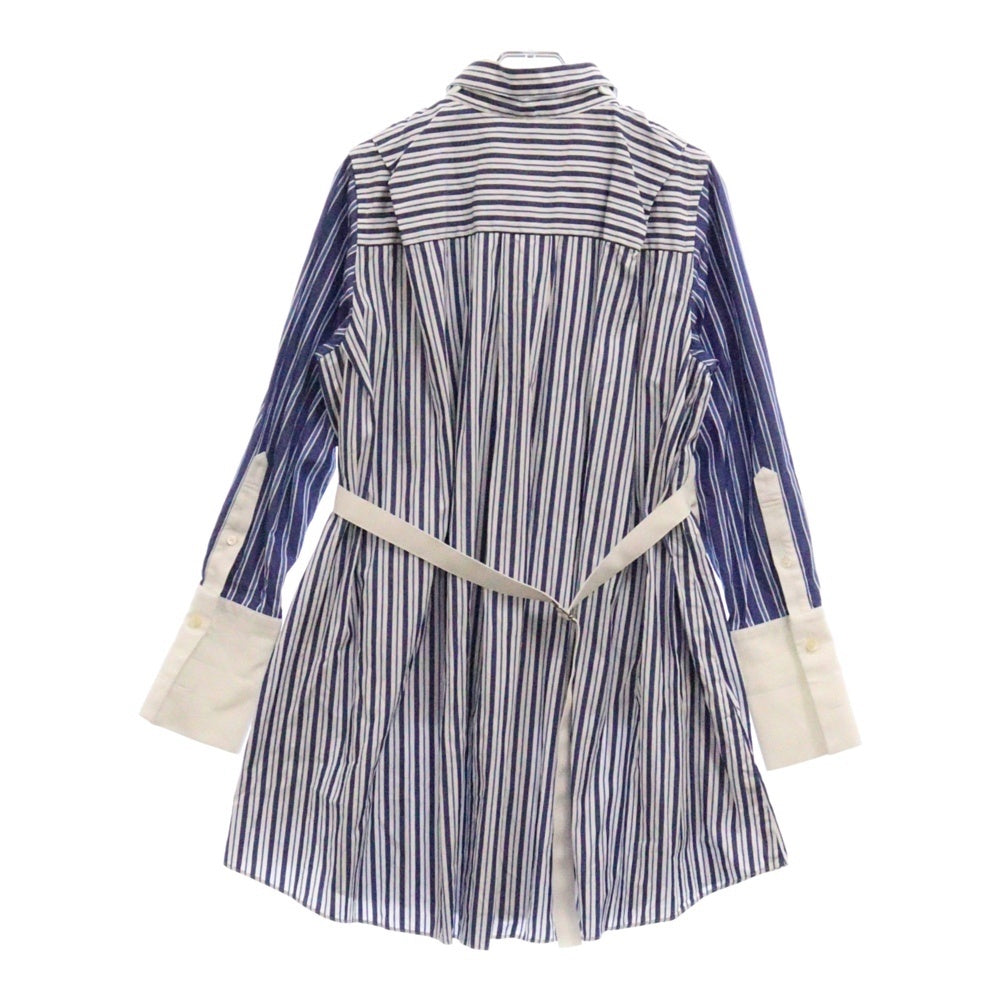 Sacai(サカイ) 20SS Layered Shirt Dress ストライプ柄 レイヤードデザイン 長袖シャツ ドレスシャツ ブルー/ホワイト レディース 20-04883