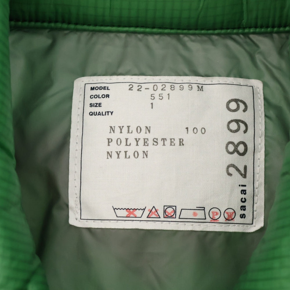 Sacai(サカイ) 22AW Ripstop Padded Jacket リップストップ パデッドジャケット グリーン 22-02899M