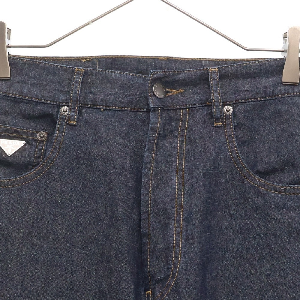 PRADA(プラダ) 24SS 三角ロゴプレート付 5ポケット ローライズウェストデニムパンツ インディゴ GEP374