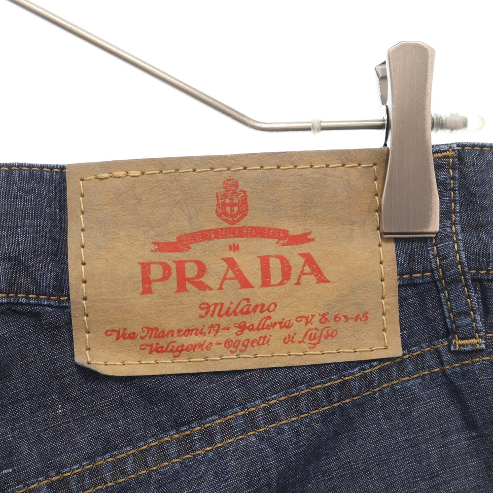 PRADA(プラダ) 24SS 三角ロゴプレート付 5ポケット ローライズウェストデニムパンツ インディゴ GEP374
