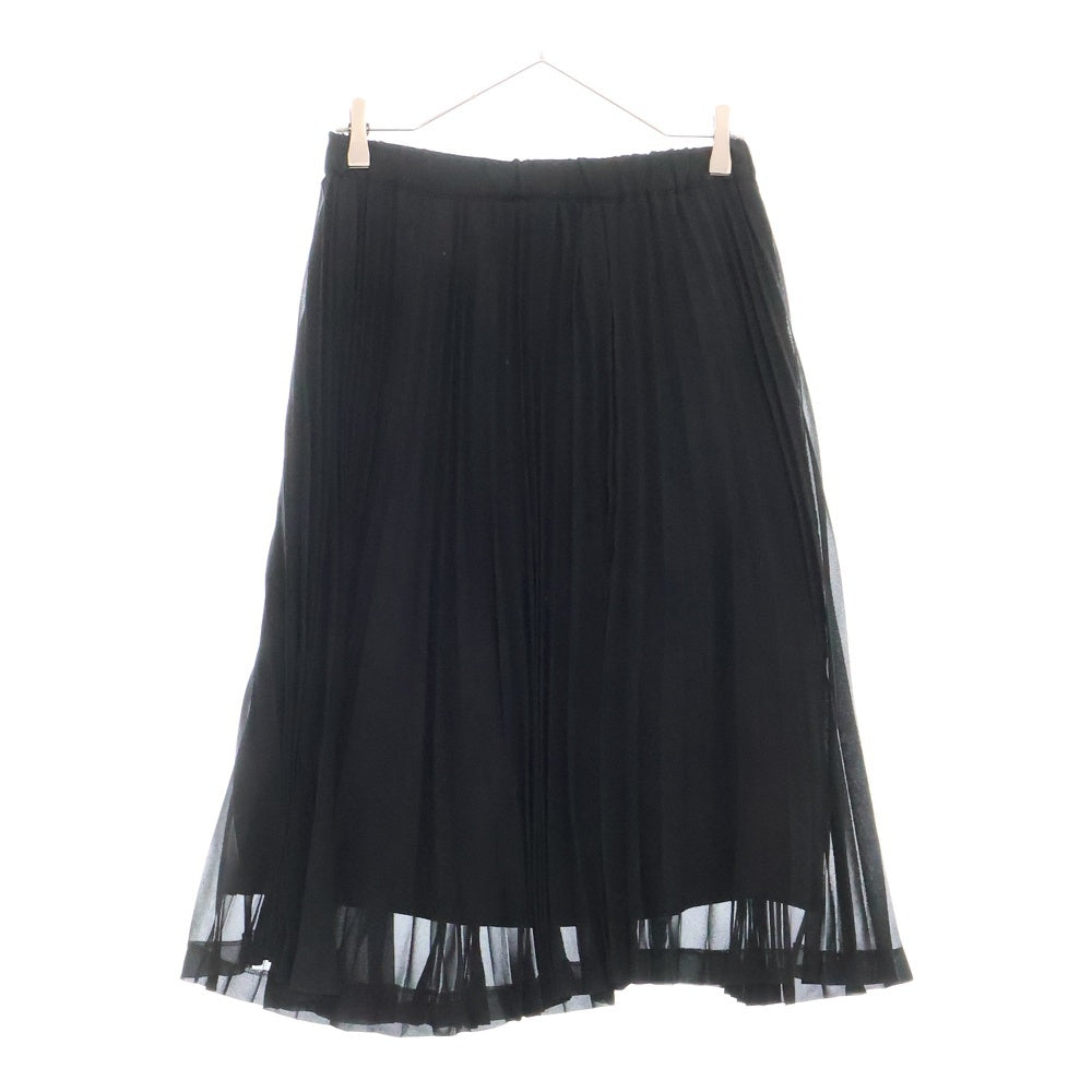 BLACK COMME des GARCONS(ブラックコムデギャルソン) 11AW シースルー プリーツ ミディアム フレアスカート ブラック レディース 1H-S005 AD2011