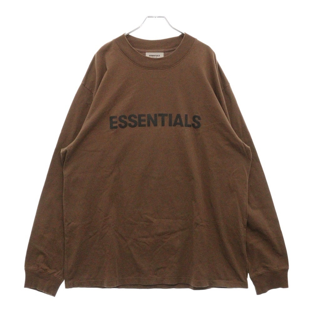 FEAR OF GOD ESSENTIALS(フィアオブゴッド エッセンシャルズ) L/S T-SHIRT フロントラバーロゴ 長袖 カットソー Tシャツ ロンT ブラウン