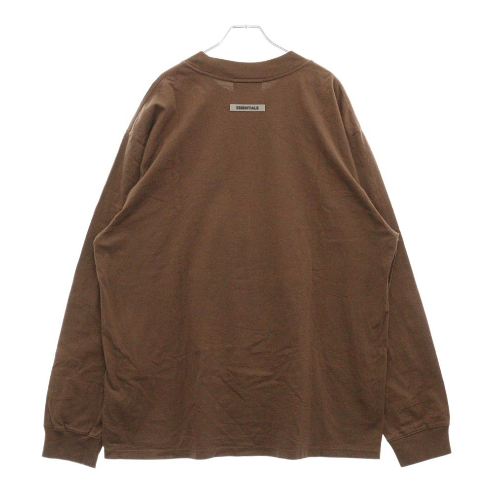 FEAR OF GOD ESSENTIALS(フィアオブゴッド エッセンシャルズ) L/S T-SHIRT フロントラバーロゴ 長袖 カットソー Tシャツ ロンT ブラウン