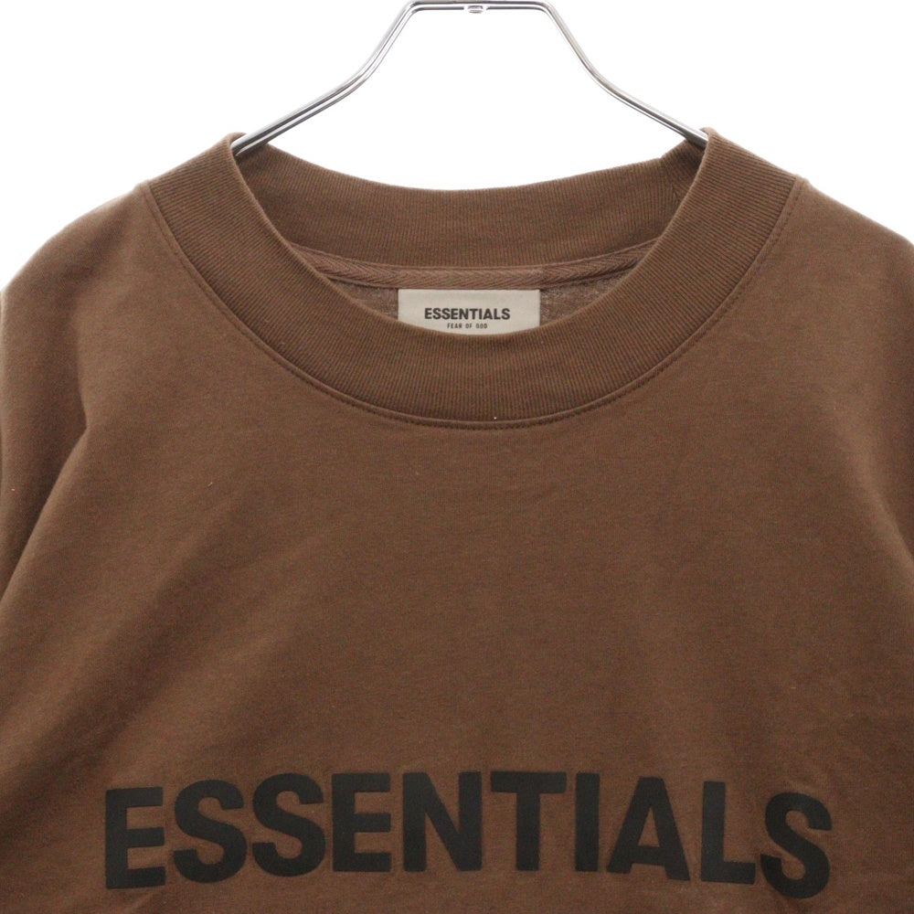 FEAR OF GOD ESSENTIALS(フィアオブゴッド エッセンシャルズ) L/S T-SHIRT フロントラバーロゴ 長袖 カットソー Tシャツ ロンT ブラウン