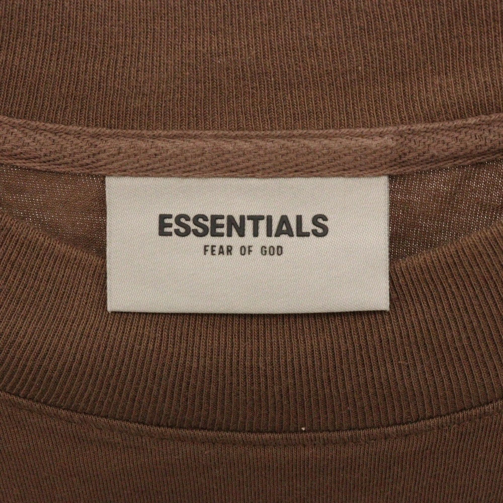 FEAR OF GOD ESSENTIALS(フィアオブゴッド エッセンシャルズ) L/S T-SHIRT フロントラバーロゴ 長袖 カットソー Tシャツ ロンT ブラウン