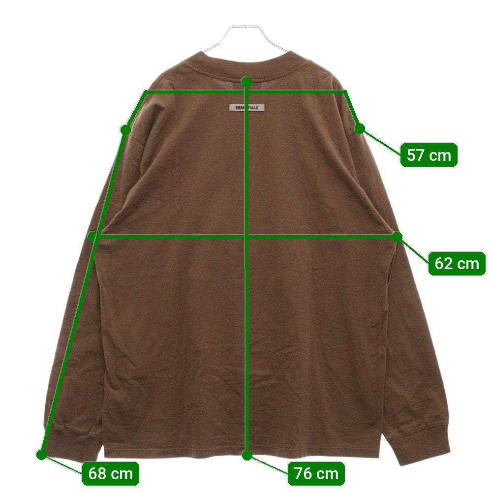 FEAR OF GOD ESSENTIALS(フィアオブゴッド エッセンシャルズ) L/S T-SHIRT フロントラバーロゴ 長袖 カットソー Tシャツ ロンT ブラウン