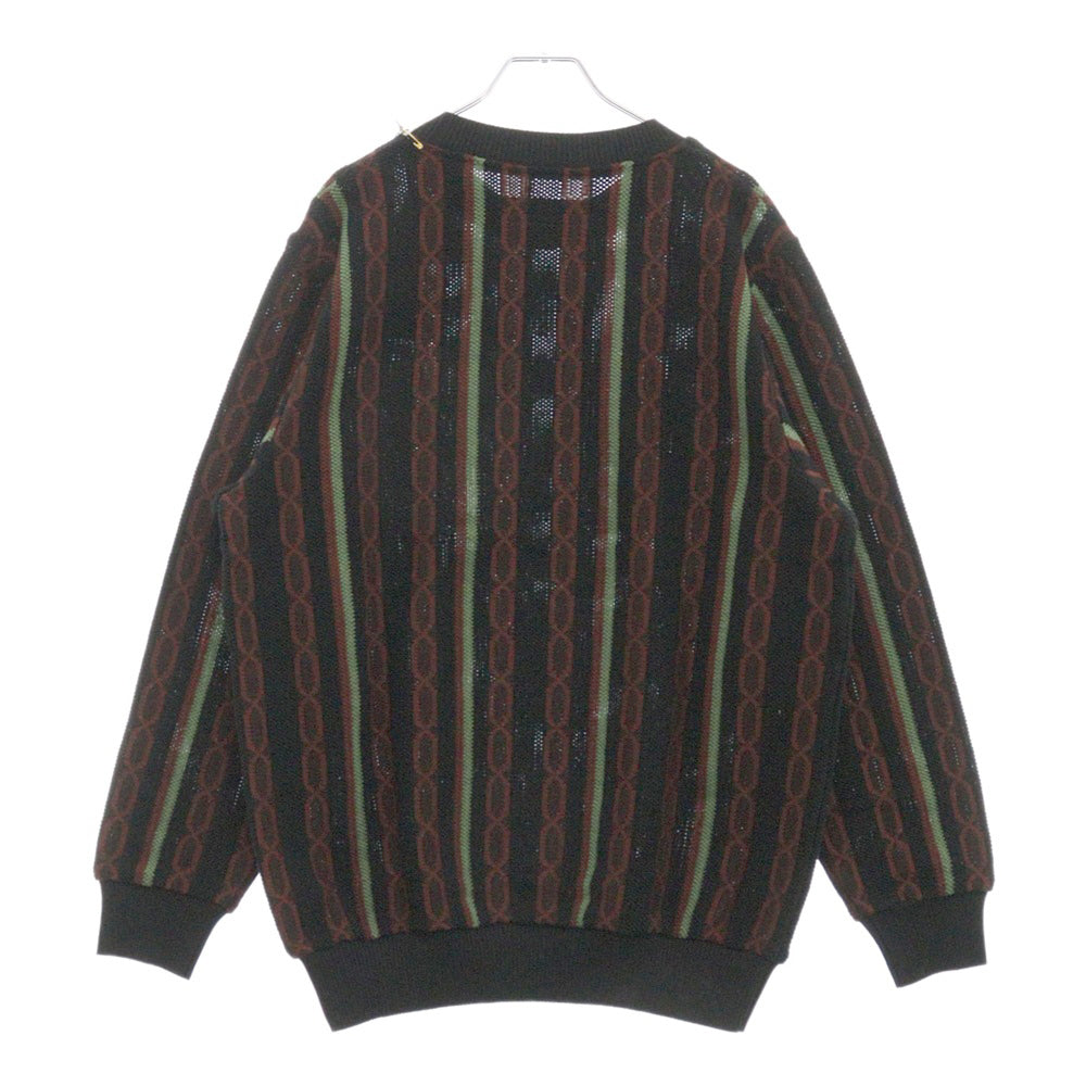 WACKO MARIA(ワコマリア) CREW NECK SWEATER TYPE 1 ストライプ ジャガード クルーネックニット セーター ブラック 24SS-WMK-KN22