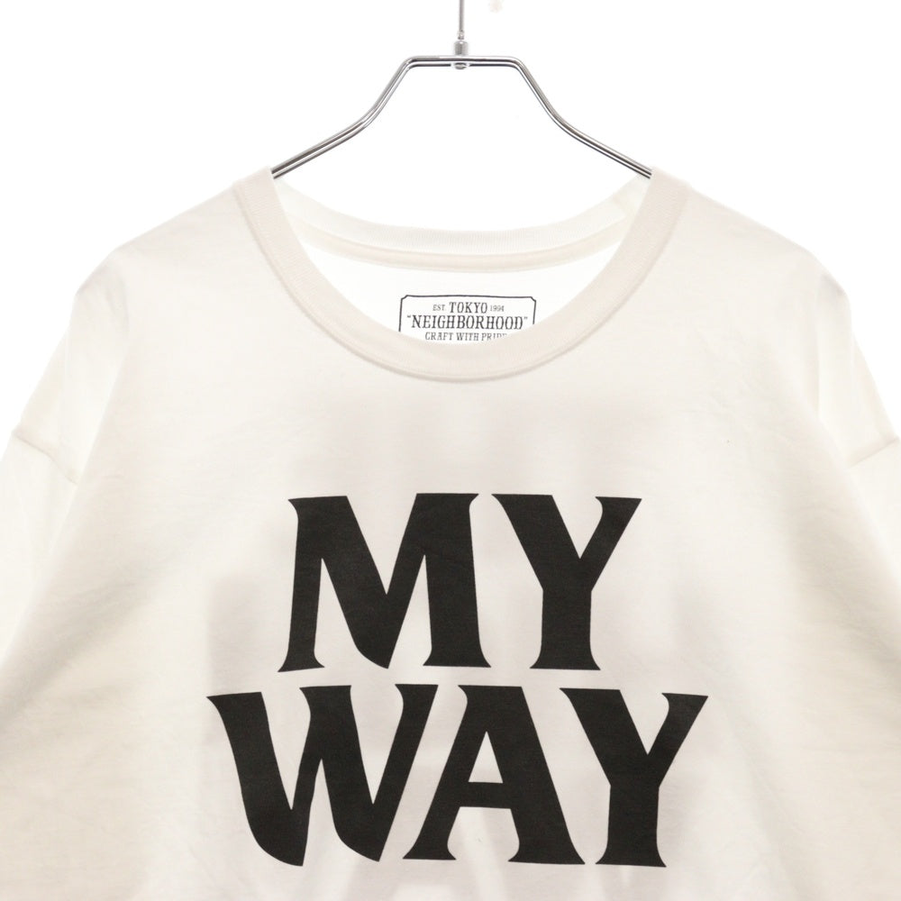 NEIGHBORHOOD(ネイバーフッド) 19AW MY WAY L/S TEE アームプリント 両面プリントTシャツ 長袖クルーネックカットソー ホワイト 192PCNH-LT12