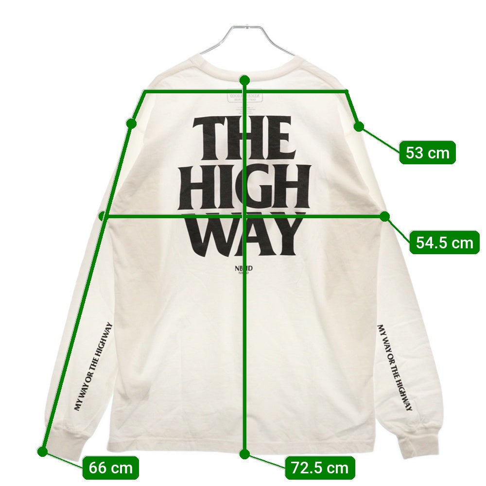 NEIGHBORHOOD(ネイバーフッド) 19AW MY WAY L/S TEE アームプリント 両面プリントTシャツ 長袖クルーネックカットソー ホワイト 192PCNH-LT12