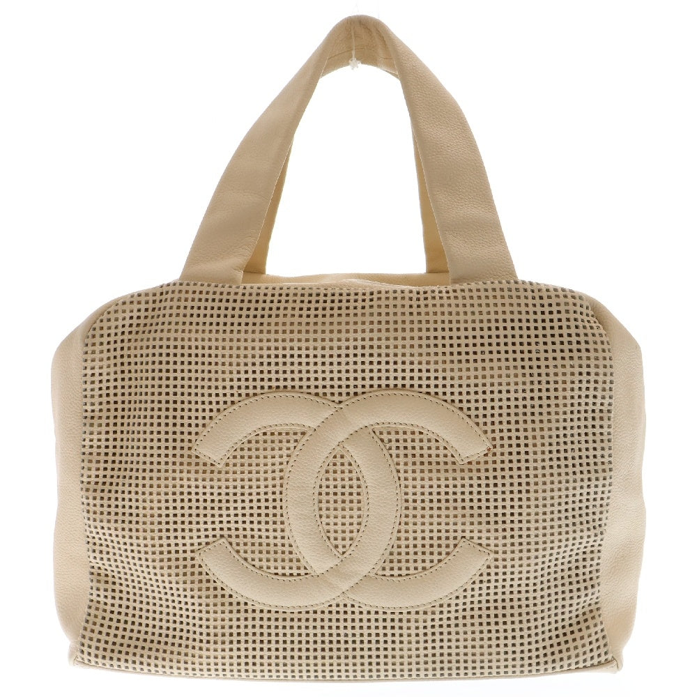 CHANEL(シャネル) ココマーク パンチング レザー ハンドバッグ ベージュ 9番台 レディース