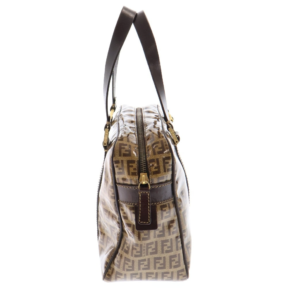 FENDI(フェンディ) ズッキーノ ズッカ総柄 エナメル ハンドバッグ ブラウン 04BJ414 レディース