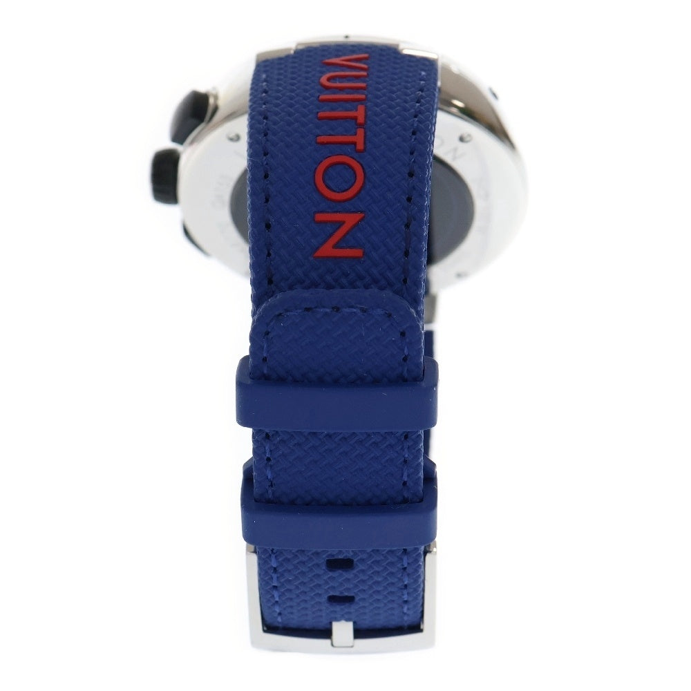 LOUIS VUITTON(ルイヴィトン) タンブール アウトドア クロノグラフ GM ウォッチ 腕時計 シルバー/ブルー QA153Z AA9770