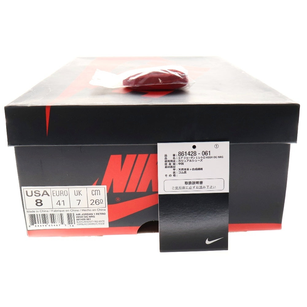 NIKE(ナイキ) AIR JORDAN 1 RETRO HIGH OG NRG HOMAGE TO HOME エアジョーダン1 オマージュトゥホーム ハイカットスニーカー ホワイト ブラック レッド US8/26cm 861428-061