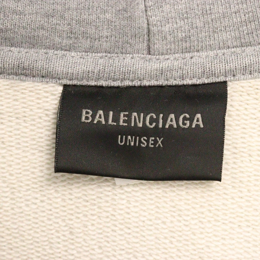 BALENCIAGA(バレンシアガ) 24SS TAPE LOGO HOODIE テープロゴ ダメージ加工 プルオーバースウェットパーカー フーディー グレー 744441 TRVK2