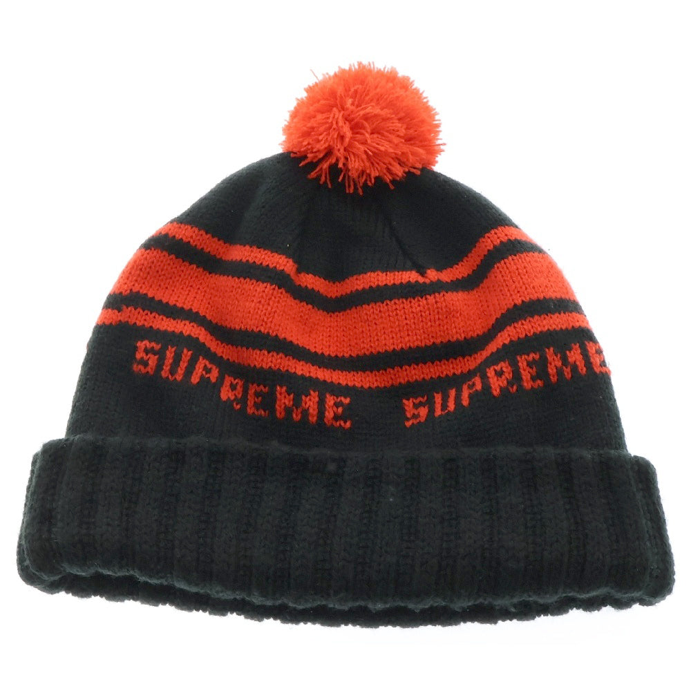 SUPREME(シュプリーム) 18AW Classic Stripe Beanie クラシックストライプ ビーニー ニット帽 ブラック/オレンジ