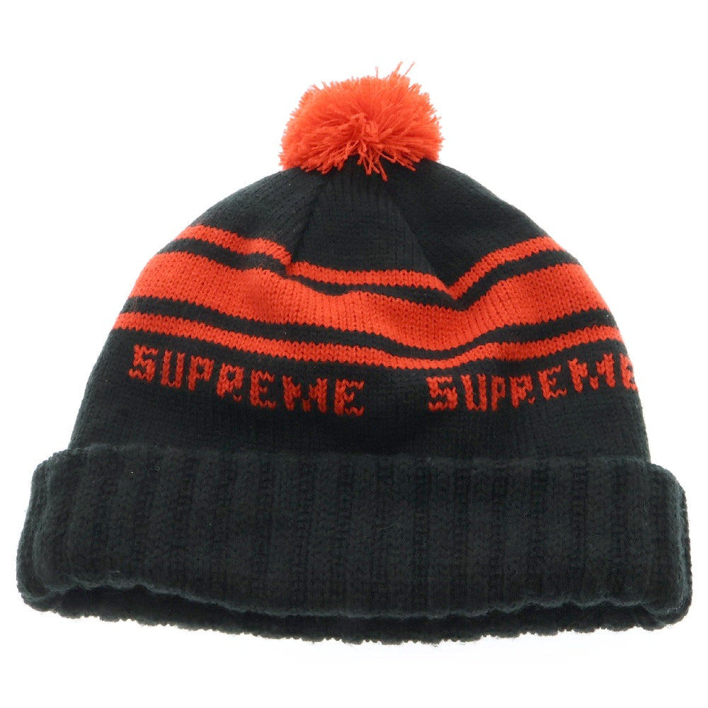 SUPREME(シュプリーム) 18AW Classic Stripe Beanie クラシックストライプ ビーニー ニット帽 ブラック/オレンジ