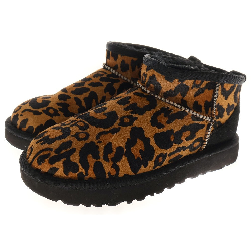 UGG(アグ) W CLASSIC ULTRA MINI PANTHER クラシック ウルトラ ミニ パンサー レオパード ハラコ ブーツ ブラウン US6/23cm レディース