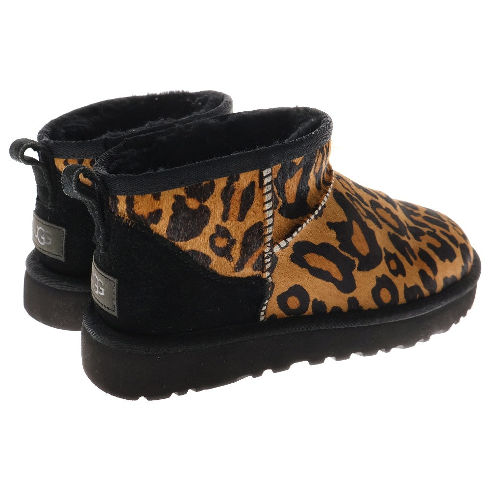 UGG(アグ) W CLASSIC ULTRA MINI PANTHER クラシック ウルトラ ミニ パンサー レオパード ハラコ ブーツ ブラウン US6/23cm レディース