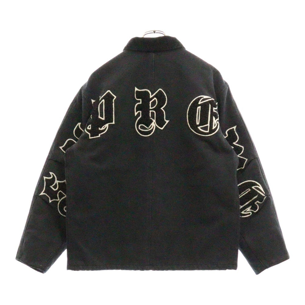 SUPREME(シュプリーム) 25SS Old English Canvas Work Jacketオールドイングリッシュボアワッペン ジップアップキャンバスワークジャケット ブラック