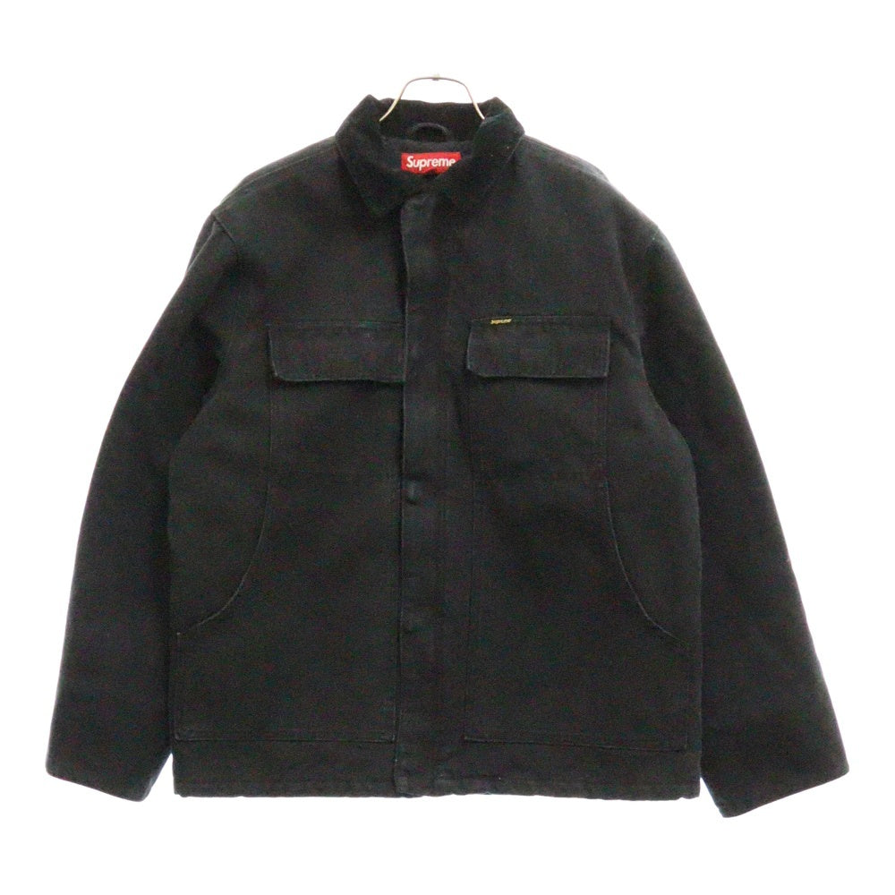 SUPREME(シュプリーム) 25SS Old English Canvas Work Jacketオールドイングリッシュボアワッペン ジップアップキャンバスワークジャケット ブラック
