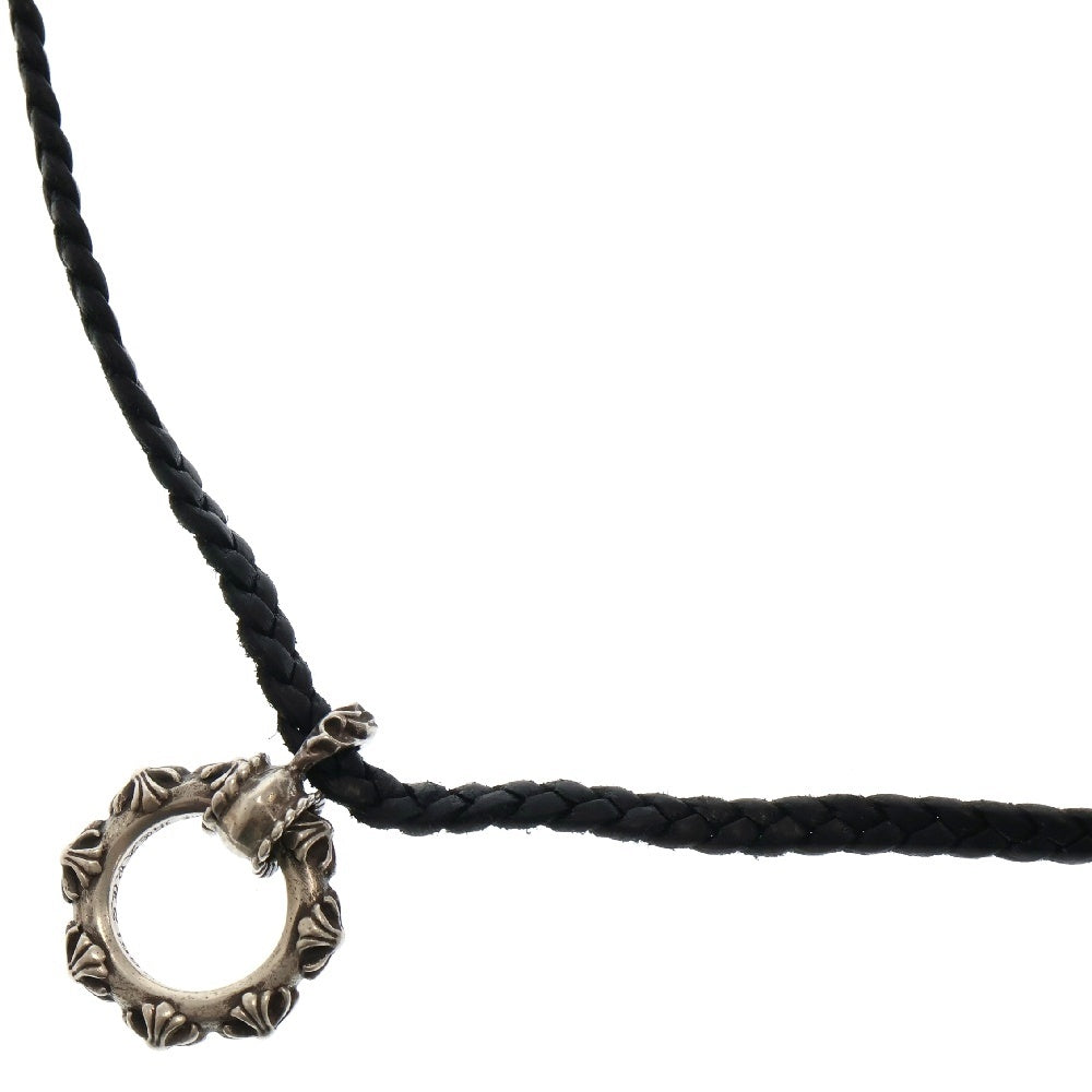 CHROME HEARTS(クロムハーツ) EWLP CRS アイウェアループ クロスバンド レザーブレード ネックレス シルバー/ブラック