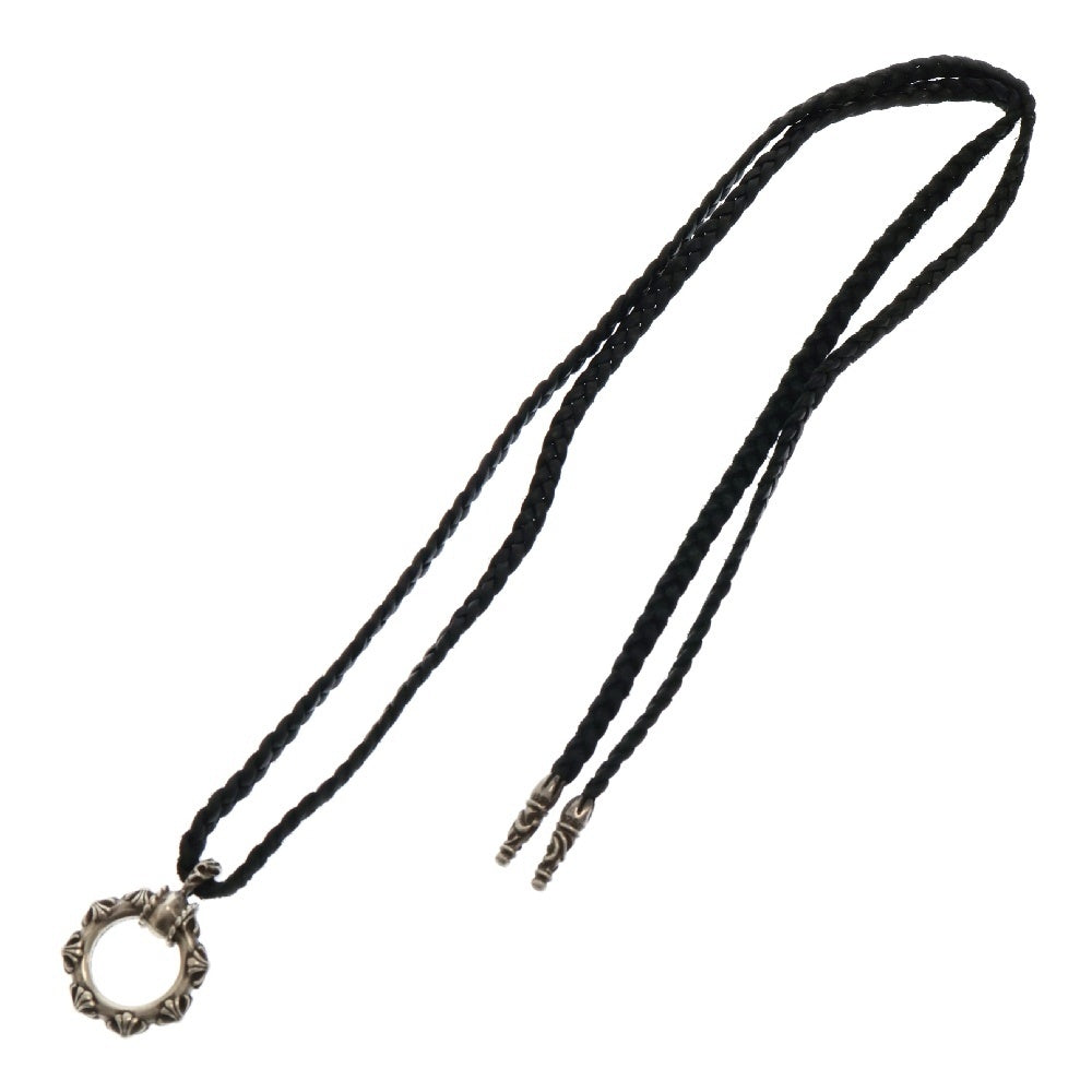 CHROME HEARTS(クロムハーツ) EWLP CRS アイウェアループ クロスバンド レザーブレード ネックレス シルバー/ブラック