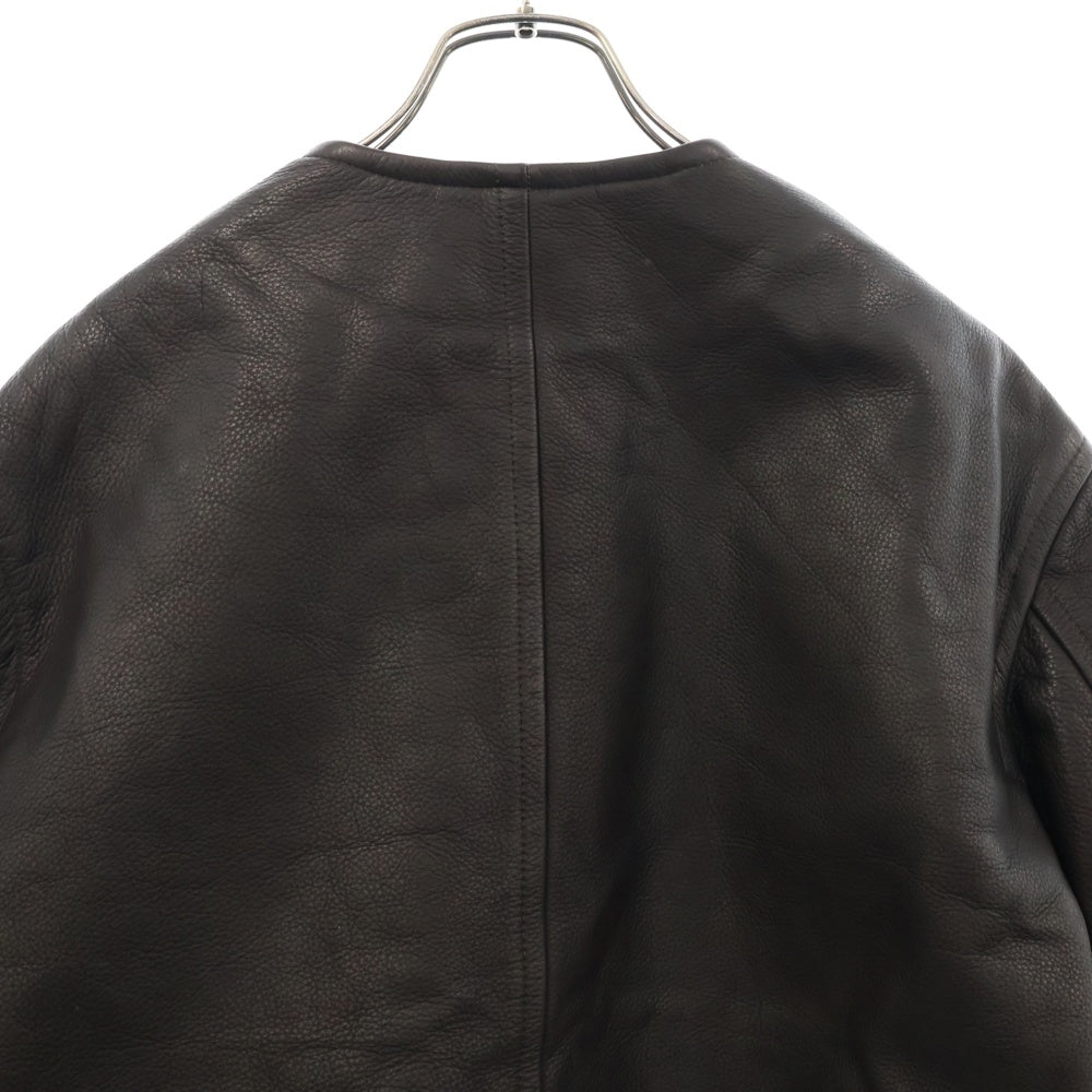 tricot COMME des GARCONS(トリコ コム デ ギャルソン) 90S AD1990 ノーカラー ショート レザー ジャケット レディース ブラック TJ-050690