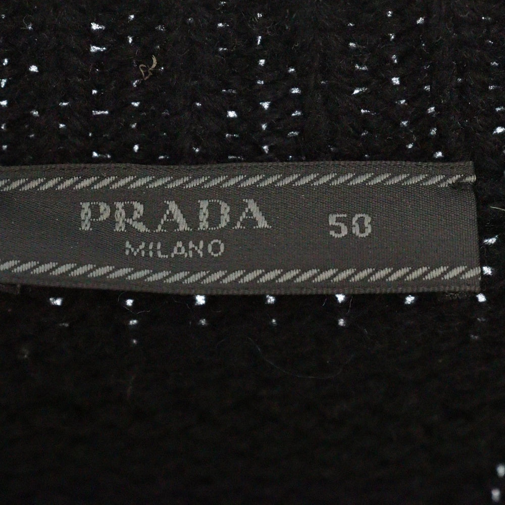PRADA(プラダ) 22AW バックトライアングルロゴ Vネックウールニットセーター ブラック UMB419 S222 11I0