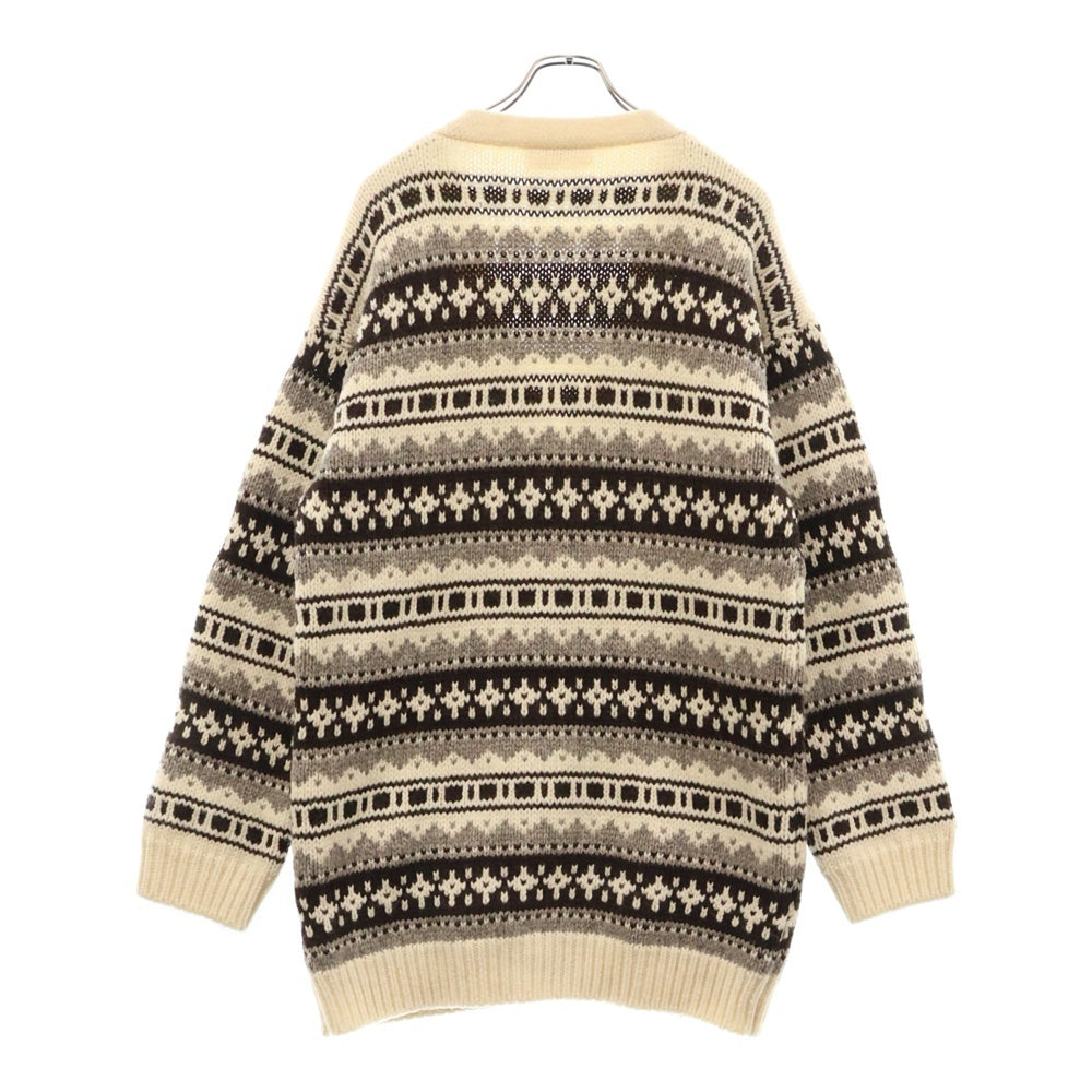 CELINE(セリーヌ) Shetland Oversized Cardigan シェトランドオーバーサイズカーディガン ニットセーター 総柄 アイボリー 2A90Q107O