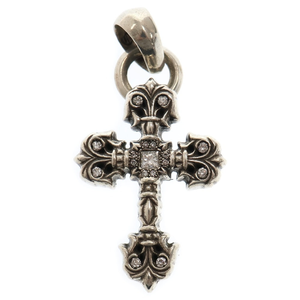 CHROME HEARTS(クロムハーツ) FILIG CROSS-XSM W BALE P/D フィリグリークロスXSベイル Wベイル パヴェダイヤ シルバーネックレストップ シルバー