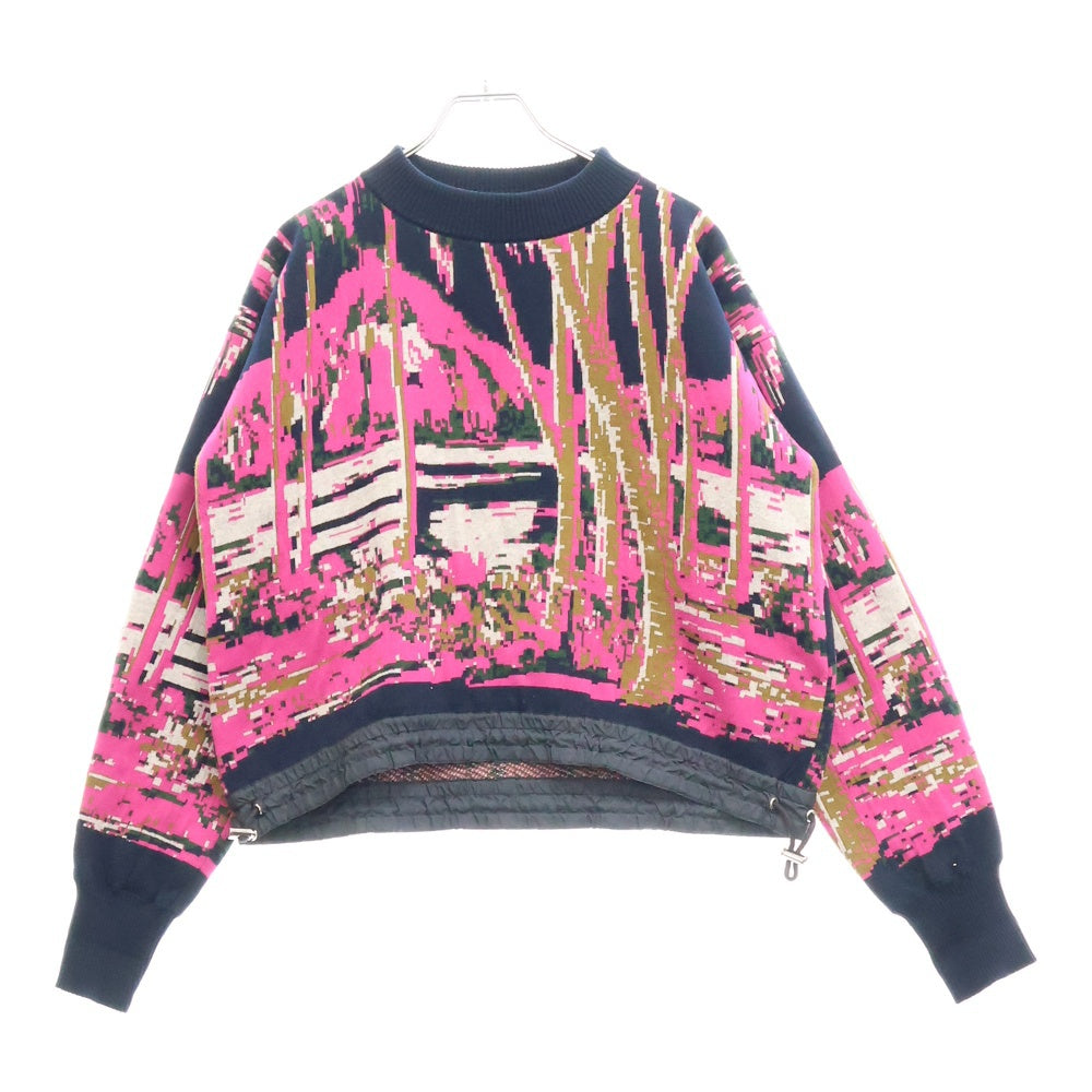 Sacai(サカイ) ×SUN SURF アロハ柄 クロップドニットセーター ネイビー レディース 20-04838