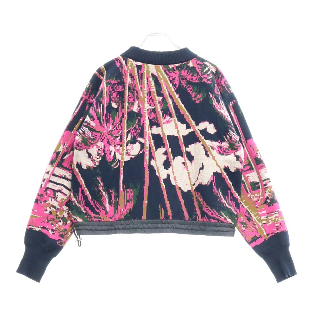 Sacai(サカイ) ×SUN SURF アロハ柄 クロップドニットセーター ネイビー レディース 20-04838