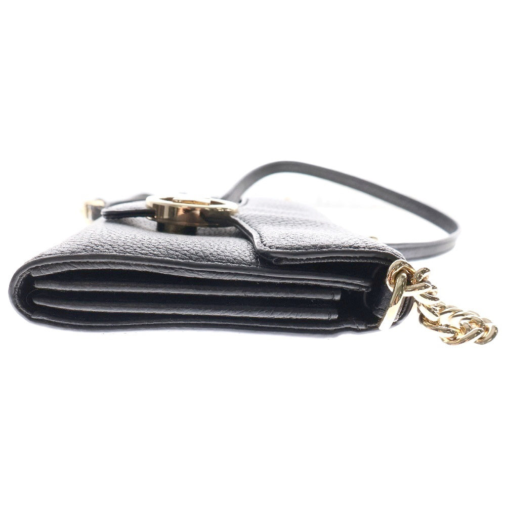 MICHAEL KORS(マイケルコース) Vanna ヴァンナ ロゴプレート レザー ショルダーバッグ ブラック/ゴールド レディース