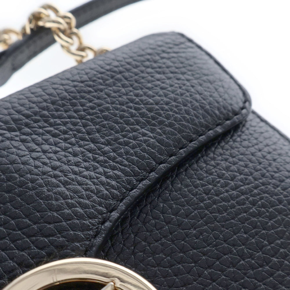 MICHAEL KORS(マイケルコース) Vanna ヴァンナ ロゴプレート レザー ショルダーバッグ ブラック/ゴールド レディース